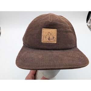 Limber Grove Brown Corduroy Mountain Patch Snapback Hat Adjustable Mens Cap